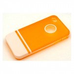 Wholesale iPhone 4 4S Two Tone Case (OrangeWhite)